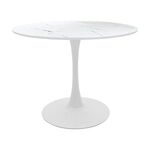 Tραπέζι Balou pakoworld mdf σε λευκή απόχρωση με όψη μαρμάρου Φ100x76εκ - ΤΡΑΠΕΖΙΑ ΚΟΥΖΙΝΑΣ στο Milonadakis.gr