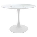 Tραπέζι Balou pakoworld mdf σε λευκή απόχρωση με όψη μαρμάρου Φ120x76εκ - ΤΡΑΠΕΖΙΑ ΚΟΥΖΙΝΑΣ στο Milonadakis.gr