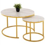 ΤΡΑΠΕΖΙ ΣΑΛΟΝΙΟΥ ΣΕΤ 2ΤΜΧ MDF ΕΦΕ ΛΕΥΚΟ ΜΑΡΜΑΡΟ ΜΕ ΧΡΥΣΑ ΠΟΔΙΑ Φ80 k Φ48εκ.HM8763.11 - ΤΡΑΠΕΖΑΚΙΑ ΣΑΛΟΝΙΟΥ στο Milonadakis.gr