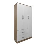 Ντουλάπα τρίφυλλη με 2 συρτάρια Lego pakoworld σε oak-λευκή απόχρωση 90x42x180εκ - ΝΤΟΥΛΑΠΕΣ στο Milonadakis.gr