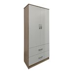 Ντουλάπα δίφυλλη με 2 συρτάρια Lego pakoworld σε oak-λευκή απόχρωση 80x42x180εκ - ΝΤΟΥΛΑΠΕΣ στο Milonadakis.gr