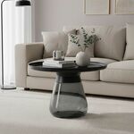 Βοηθητικό τραπέζι Kunlo Inart μαύρο μέταλλο-μαύρο γυαλί Φ60x42εκ - ΒΟΗΘΗΤΙΚΑ ΤΡΑΠΕΖΑΚΙΑ στο Milonadakis.gr