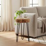 Βοηθητικό τραπέζι Tripp pakoworld μασίφ ξύλο ακακίας σε φυσική απόχρωση με μαυρα μεταλλικά πόδια 32x30x47εκ - ΒΟΗΘΗΤΙΚΑ ΤΡΑΠΕΖΑΚΙΑ στο Milonadakis.gr