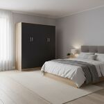 Ντουλάπα τετράφυλλη Lego Ι pakoworld sonoma-ανθρακί 160x42x180εκ - ΝΤΟΥΛΑΠΕΣ στο Milonadakis.gr