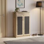 Παπουτσοθήκη-ντουλάπι Sante pakoworld 20 ζεύγων σε sonoma-ανθρακί απόχρωση 80x37x123εκ - ΕΠΙΠΛΑ ΕΙΣΟΔΟΥ στο Milonadakis.gr