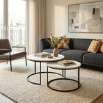 Τραπέζι σαλονιού Solme pakoworld σετ 2τεμ κρεμ-πόδι μαύρο μέταλλο - ΤΡΑΠΕΖΑΚΙΑ ΣΑΛΟΝΙΟΥ στο Milonadakis.gr