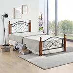 Κρεβάτι Polanian pakoworld ξύλο rubberwood σε καρυδί απόχρωση-μαύρο μέταλλο 150x200εκ - ΚΡΕΒΑΤΙΑ στο Milonadakis.gr