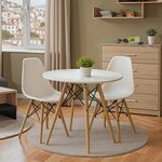 Τραπεζαρία με Καρέκλες Julita λευκό και Τραπέζι Julita λευκό Φ80x73εκ  Σετ 3τεμ - ΤΡΑΠΕΖΑΡΙΕΣ στο Milonadakis.gr