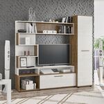 Σύνθετο σαλονιού Jasper pakoworld καρυδί-αντικέ λευκό 151.5x37.5x169.5εκ - ΕΠΙΠΛΑ ΤΗΛΕΟΡΑΣΗΣ στο Milonadakis.gr