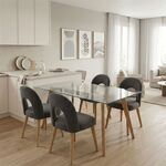 Τραπεζαρία με Καρέκλες Jonah Ανθρακί και Τραπέζι Titta γυαλί 120x70x75εκ Σετ 5τεμ - ΤΡΑΠΕΖΑΡΙΕΣ στο Milonadakis.gr