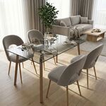 Τραπεζαρία με Καρέκλες Jonah Γκρι και Τραπέζι Titta γυαλί 120x70x75εκ Σετ 5τεμ - ΤΡΑΠΕΖΑΡΙΕΣ στο Milonadakis.gr