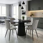 Τραπεζαρία με Καρέκλες Jelour Γκρι και Τραπέζι Donda Μαύρο Φ100x76 Σετ 5τεμ - ΤΡΑΠΕΖΑΡΙΕΣ στο Milonadakis.gr