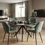Τραπεζαρία με Καρέκλες Jelour Φυστικί και Τραπέζι Orbital Μαύρο Φ120x76 Σετ 5τεμ - ΤΡΑΠΕΖΑΡΙΕΣ στο Milonadakis.gr