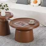 Τραπέζι σαλονιού Ginoze pakoworld μέταλλο σε καφέ απόχρωση Φ70x42,5εκ - ΤΡΑΠΕΖΑΚΙΑ ΣΑΛΟΝΙΟΥ στο Milonadakis.gr