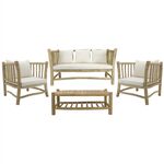 ΣΕΤ ΣΑΛΟΝΙ 4ΤΜΧ EDDARD HM9340 ΑΠΟ ΜΑΣΙΦ ΞΥΛΟ TEAK  ΦΥΣΙΚΟ - ΛΕΥΚΟ - ΣΕΤ ΣΑΛΟΝΙΑ στο Milonadakis.gr