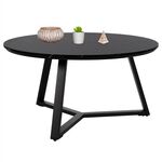 ΤΡΑΠΕΖΙ ΣΑΛΟΝΙΟΥ ΣΤΡΟΓΓΥΛΟ HM9586.01 MDF ΜΑΥΡΟ ΜΑΡΜΑΡΟ-ΜΑΥΡΗ ΣΑΓΡΕ ΒΑΣΗ Φ80x42Υεκ. - ΤΡΑΠΕΖΑΚΙΑ ΣΑΛΟΝΙΟΥ στο Milonadakis.gr