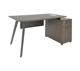 Γωνιακό γραφείο εργασίας επαγγελματικό Denith pakoworld ανθρακί-καρυδί 160x75x75εκ - ΓΡΑΦΕΙΑ στο Milonadakis.gr