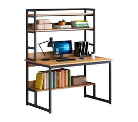 Γραφείο Damp pakoworld με ραφιέρα-MDF φυσικό-μαύρο 100x60x154εκ - ΓΡΑΦΕΙΑ στο Milonadakis.gr