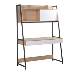 Γραφείο εργασίας Jersey pakoworld μελαμίνη σε φυσική-λευκή απόχρωση και ανθρακί μέταλλο 124x54x171εκ - ΓΡΑΦΕΙΑ στο Milonadakis.gr