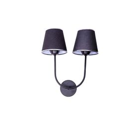 Φωτιστικό τοίχου δίφωτο-απλίκα Miko pakoworld E27 μαύρο με ασημί καπέλο και μαύρο μέταλλο 27x13x41εκ - ΑΠΛΙΚΕΣ ΤΟΙΧΟΥ στο Milonadakis.gr