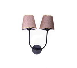 Φωτιστικό τοίχου δίφωτο-απλίκα Miko pakoworld E27 μπεζ με χρυσό καπέλο και μαύρο μέταλλο 21x13x41εκ - ΑΠΛΙΚΕΣ ΤΟΙΧΟΥ στο Milonadakis.gr