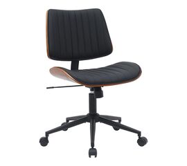 Καρέκλα γραφείου εργασίας Amani pakoworld μαύρο pu-καρυδί plywood 52x54x90.5εκ - ΚΑΡΕΚΛΕΣ ΓΡΑΦΕΙΟΥ στο Milonadakis.gr