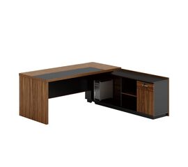 Γραφείο με δεξιά γωνία Oscar pakoworld μελαμίνη σε καρυδί-ανθρακί απόχρωση 220x180x76εκ - ΓΡΑΦΕΙΑ στο Milonadakis.gr