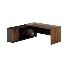 Γραφείο με αριστερή γωνία Oscar pakoworld μελαμίνη σε καρυδί-ανθρακί απόχρωση 220x180x76εκ - ΓΡΑΦΕΙΑ στο Milonadakis.gr