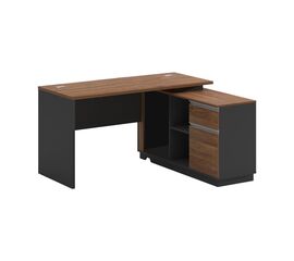 Γραφείο με δεξιά γωνία Oscar pakoworld μελαμίνη σε καρυδί-ανθρακί απόχρωση140x120x76εκ - ΓΡΑΦΕΙΑ στο Milonadakis.gr