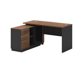 Γραφείο με αριστερή γωνία Oscar pakoworld μελαμίνη σε καρυδί-ανθρακί απόχρωση 140x120x76εκ - ΓΡΑΦΕΙΑ στο Milonadakis.gr