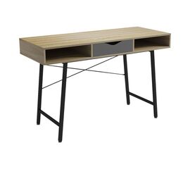 Γραφείο εργασίας Komo pakoworld σε sonoma-γκρι απόχρωση με μαύρα μεταλλικά πόδια 120x48x76εκ - ΓΡΑΦΕΙΑ στο Milonadakis.gr