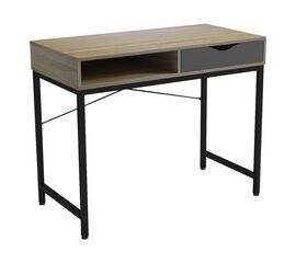 Γραφείο εργασίας Kama pakoworld σε sonoma-γκρι απόχρωση με μαύρα μεταλλικά πόδια 95x48x76εκ - ΓΡΑΦΕΙΑ στο Milonadakis.gr