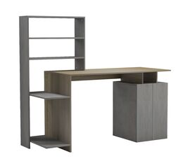 Γραφείο με βιβλιοθήκη και ντουλάπι Meza pakoworld σε sonoma-γκρι cement απόχρωση 146.3x55x128.8εκ - ΓΡΑΦΕΙΑ στο Milonadakis.gr