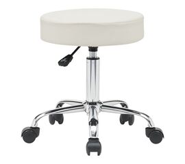 Σκαμπό γραφείου-εργασίας τροχήλατο Uficio  pakoworld pu σε λευκή απόχρωση 46x42x48-64εκ - ΚΑΡΕΚΛΕΣ ΓΡΑΦΕΙΟΥ στο Milonadakis.gr