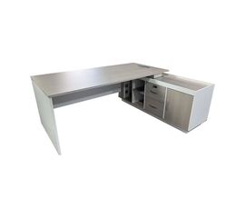 Γραφείο εργασίας επαγγελματικό Armadi pakoworld γωνιακό σε γκρι-λευκή απόχρωσγ 180x80x75εκ - ΓΡΑΦΕΙΑ στο Milonadakis.gr