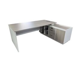 Γραφείο εργασίας επαγγελματικό Armadi pakoworld γωνιακό σε γκρι-λευκή απόχρωση 200x90x75εκ - ΓΡΑΦΕΙΑ στο Milonadakis.gr