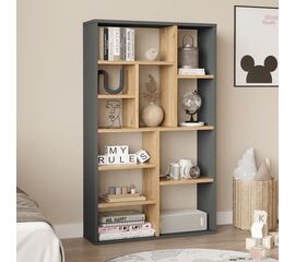 Βιβλιοθήκη Boteca 10θέσεων pakoworld σε φυσική-ανθρακί απόχρωση 75x22x123.6εκ - ΒΙΒΛΙΟΘΗΚΕΣ στο Milonadakis.gr