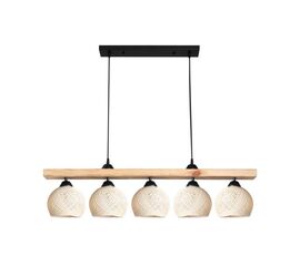 Φωτιστικό οροφής πεντάφωτο Salote pakoworld Ε27 σε καφέ-κρέμα απόχρωση 100x18x24εκ - ΦΩΤΙΣΤΙΚΑ ΟΡΟΦΗΣ στο Milonadakis.gr