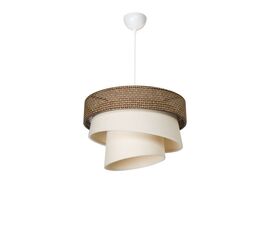 Φωτιστικό οροφής μονόφωτο Tazma pakoworld ύφασμα σε καφέ και κρεμ απόχρωση Φ38x65εκ - ΦΩΤΙΣΤΙΚΑ ΟΡΟΦΗΣ στο Milonadakis.gr