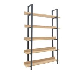 Βιβλιοθήκη Almond pakoworld σε oak-μαύρη απόχρωση 120x29x185εκ - ΒΙΒΛΙΟΘΗΚΕΣ στο Milonadakis.gr