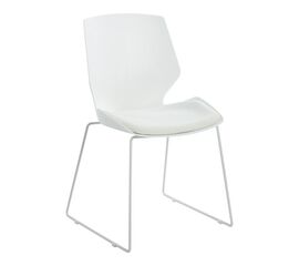 Καρέκλα γραφείου επισκέπτη Genuine pakoworld PP σε λευκή απόχρωση με μπεζ μαξιλάρι 47x52x85εκ - ΚΑΡΕΚΛΕΣ ΕΠΙΣΚΕΠΤΗ στο Milonadakis.gr