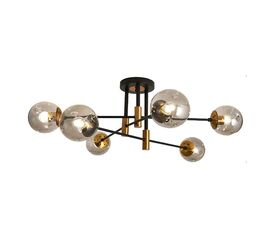 Φωτιστικό οροφής πολύφωτο Catrene pakoworld μαύρο μέταλλο-γυαλί 76x30εκ - ΦΩΤΙΣΤΙΚΑ ΟΡΟΦΗΣ στο Milonadakis.gr