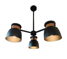 Φωτιστικό οροφής τρίφωτο Pomonge pakoworld μαύρο μέταλλο-ξύλο Φ60x70εκ - ΦΩΤΙΣΤΙΚΑ ΟΡΟΦΗΣ στο Milonadakis.gr