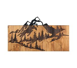 Διακοσμητικό τοίχου Mounten pakoworld ξύλο πεύκου σε φυσική απόχρωση με μαύρο μέταλλο 57.5x3x33εκ - ΔΙΑΚΟΣΜΗΤΙΚΑ ΤΟΙΧΟΥ στο Milonadakis.gr
