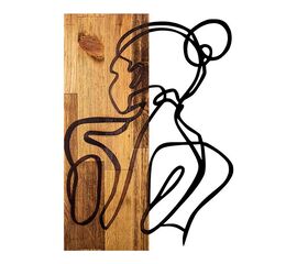 Διακοσμητικό τοίχου Womanel pakoworld ξύλο πεύκου σε φυσική απόχρωση με μαύρο μέταλλο 35x3x50εκ - ΔΙΑΚΟΣΜΗΤΙΚΑ ΤΟΙΧΟΥ στο Milonadakis.gr