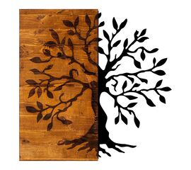 Διακοσμητικό τοίχου Trelbo pakoworld ξύλο πεύκου σε φυσική απόχρωση με μαύρο μέταλλο 58x3x58εκ - ΔΙΑΚΟΣΜΗΤΙΚΑ ΤΟΙΧΟΥ στο Milonadakis.gr