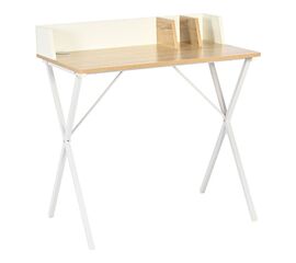 Γραφείο εργασίας Zervan pakoworld σε oak απόχρωση με πόδι λευκό μέταλλο 80x50x84εκ - ΓΡΑΦΕΙΑ στο Milonadakis.gr