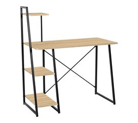 Γραφείο εργασίας Deckstor pakoworld με ραφιέρα σε oak απόχρωση με πόδι μαύρο μέταλλο 102x50x117εκ - ΓΡΑΦΕΙΑ στο Milonadakis.gr