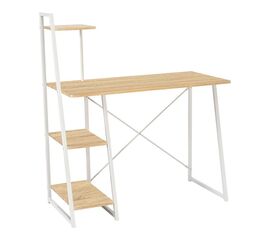 Γραφείο εργασίας Deckstor pakoworld με ραφιέρα σε oak απόχρωση με πόδι λευκό μέταλλο 102x50x117εκ - ΓΡΑΦΕΙΑ στο Milonadakis.gr