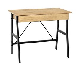 Γραφείο εργασίας Lione pakoworld με συρτάρια σε oak απόχρωση με πόδι μαύρο μέταλλο 90x50x75εκ - ΓΡΑΦΕΙΑ στο Milonadakis.gr